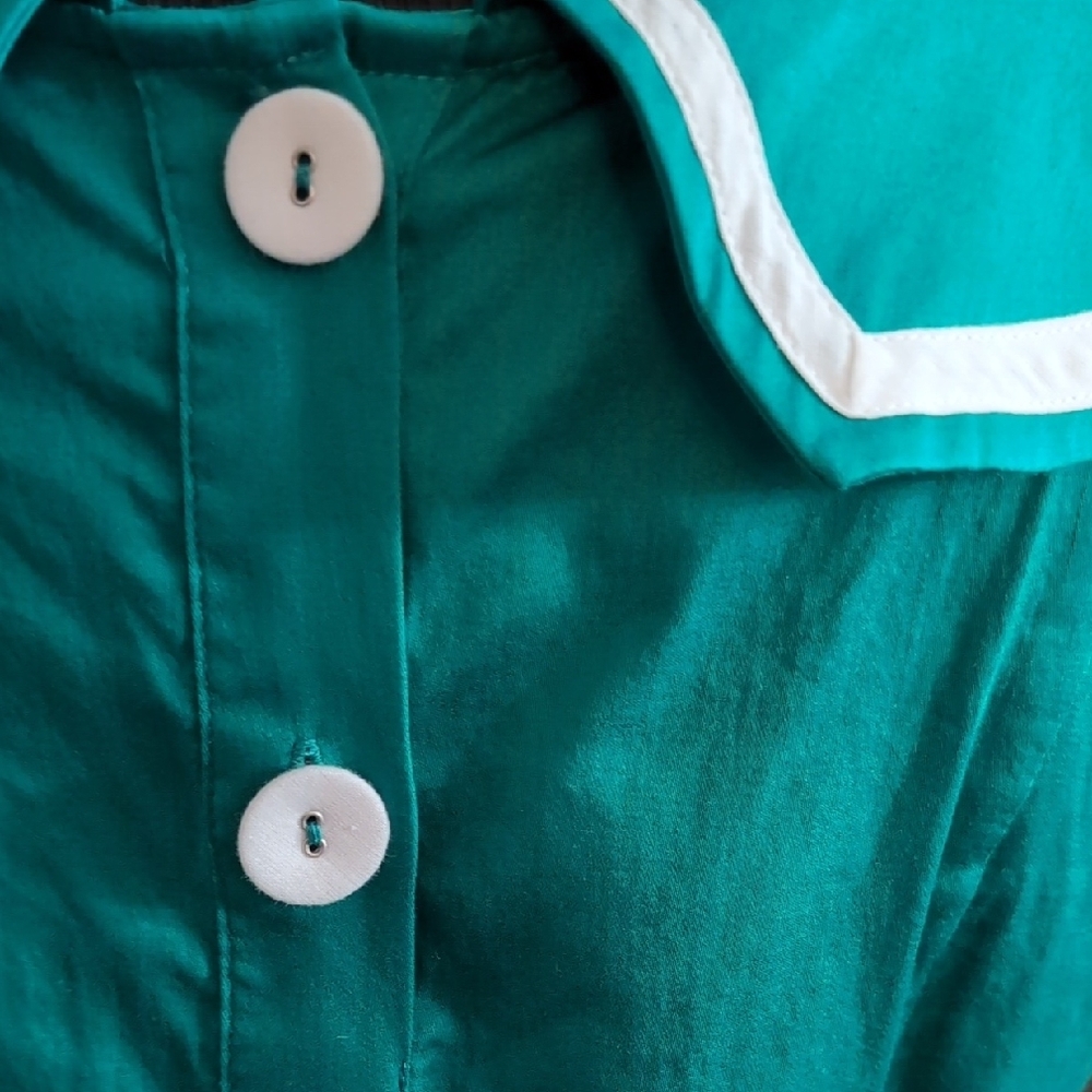 ModCloth Aye Aye on the Prize Emerald Green Sailor Top With Buttons NWOT - Picture 5 of 9